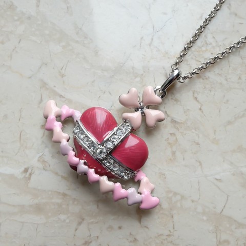 Designer Vivienme West Wood Empress Dowager Cixi Inspired Pink Enamel Necklace for Women - Fresh and Adorable Peach Heart Pendant