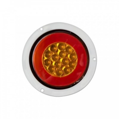 Chrome LED Round Truck Rear Turn Signal Lights 24V for Heavy Duty Trailers
