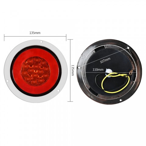 Chrome LED Round Truck Rear Turn Signal Lights 24V for Heavy Duty Trailers