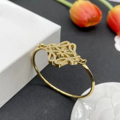 Luxury Designer Women's 18K Gold Plated Diamond Bangle Bracelet for Christmas Gift