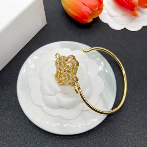 Luxury Designer Women's 18K Gold Plated Diamond Bangle Bracelet for Christmas Gift