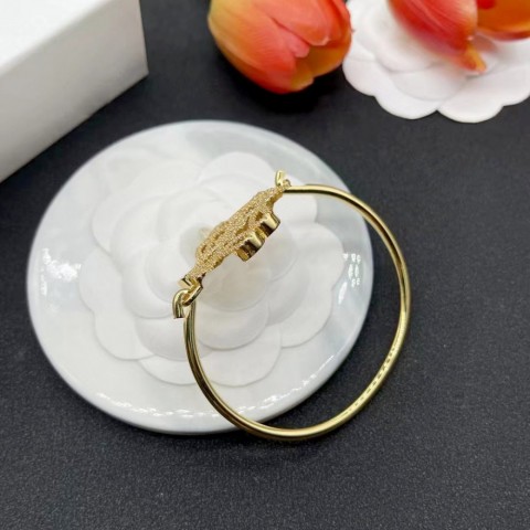 Luxury Designer Women's 18K Gold Plated Diamond Bangle Bracelet for Christmas Gift
