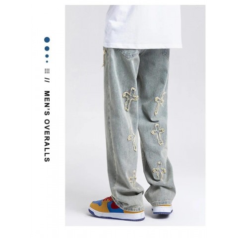 Men's American Cross Wide Leg Baggy Jeans
