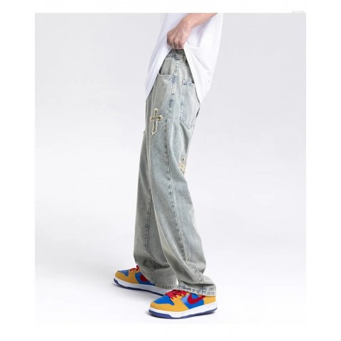 Men's American Cross Wide Leg Baggy Jeans