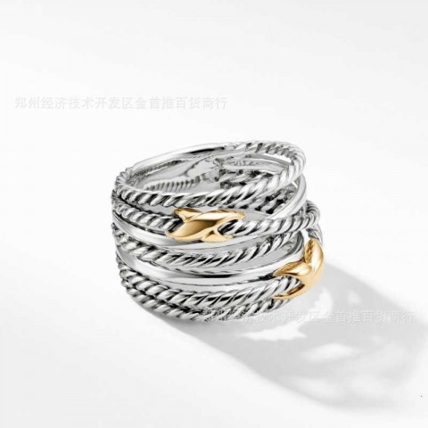 Jewelry Gothic Design Unisex 18K Gold Plated Multi Layer Twisted Wire Band Ring