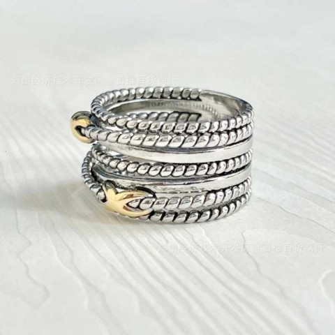 Jewelry Gothic Design Unisex 18K Gold Plated Multi Layer Twisted Wire Band Ring