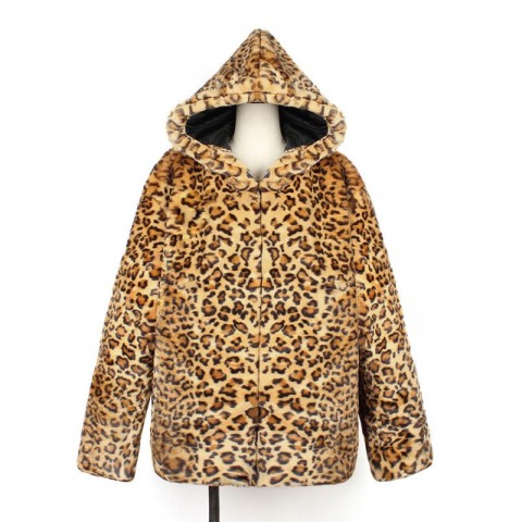Men's Winter Leopard Print Faux Fur Hooded Jacket - Warm and Stylish