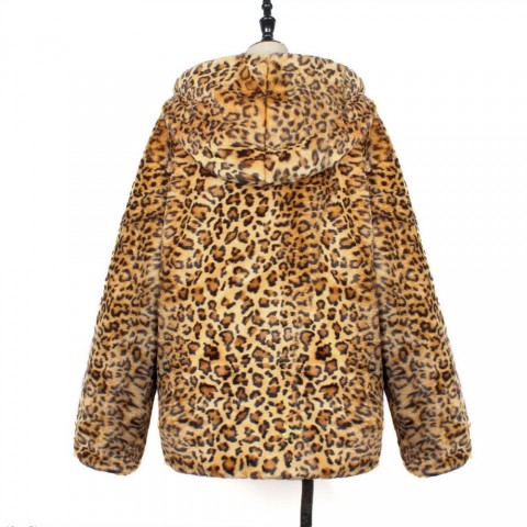 Men's Winter Leopard Print Faux Fur Hooded Jacket - Warm and Stylish
