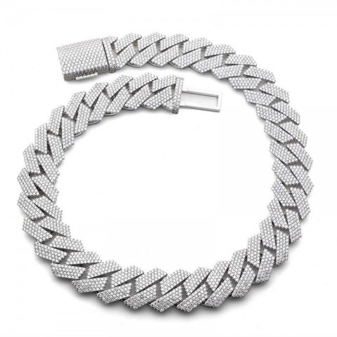 Kibo Kibo Gems Men's Unisex Thick Diamond Cuban Pendant Necklace 925 Silver 24mm Moissanite