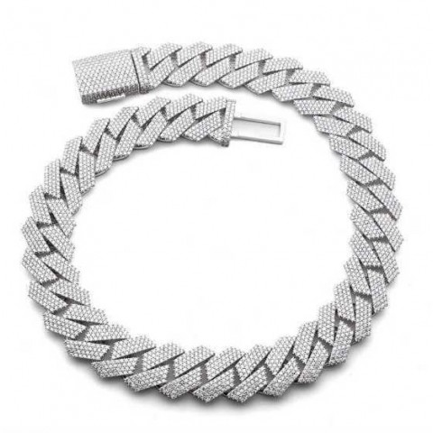 Kibo Kibo Gems Men's Unisex Thick Diamond Cuban Pendant Necklace 925 Silver 24mm Moissanite