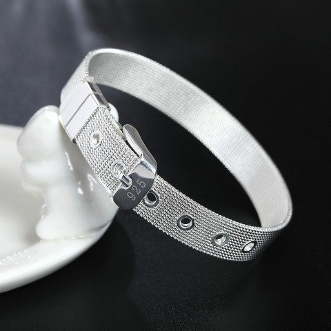 Elegant 925 Silver Charm Bracelet for Men and Women, Wedding Gift, 10mm Chain