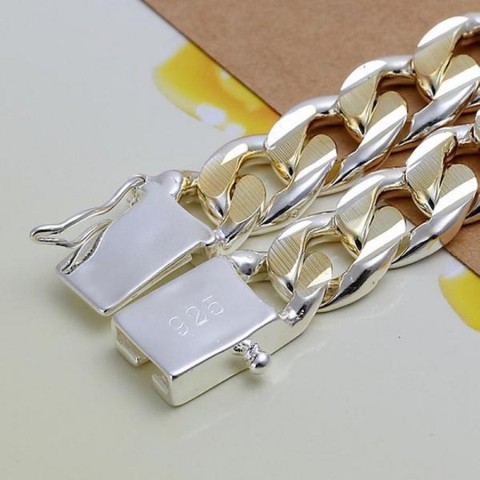 Elegant 925 Silver Charm Bracelet for Men and Women, Wedding Gift, 10mm Chain