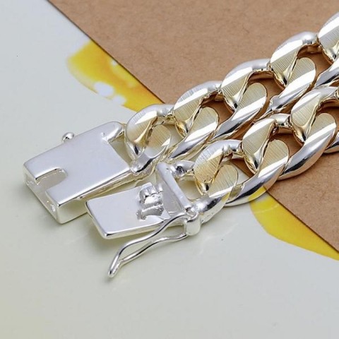 Elegant 925 Silver Charm Bracelet for Men and Women, Wedding Gift, 10mm Chain