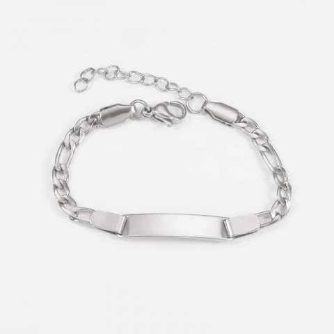 Stainless Steel Charm Bracelets for Baby Boy Girl, Custom Name Bar ID Baptism Gift