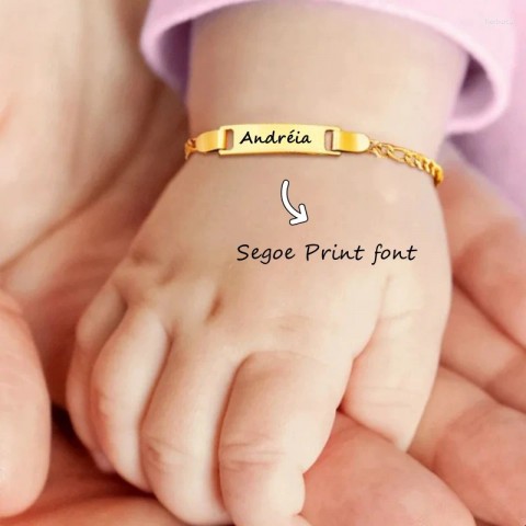 Stainless Steel Charm Bracelets for Baby Boy Girl, Custom Name Bar ID Baptism Gift