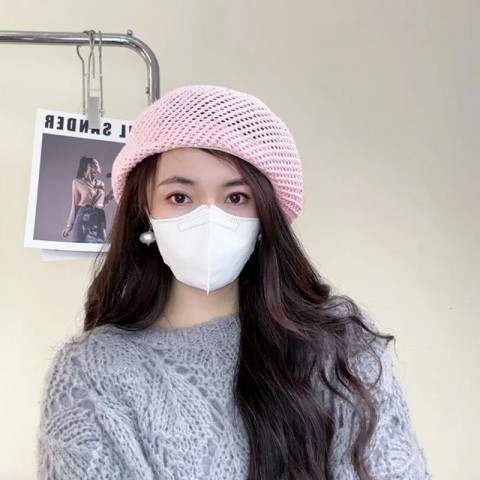 Summer Glitter Weave Beret for Women, Lightweight Sun Protection Hat