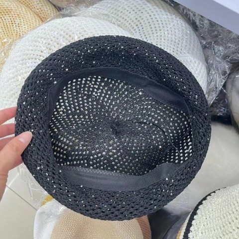 Summer Glitter Weave Beret for Women, Lightweight Sun Protection Hat