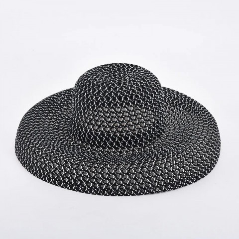 Summer Wide Brim Cowboy Hat for Men - Black and White Straw Sun Protection Hat