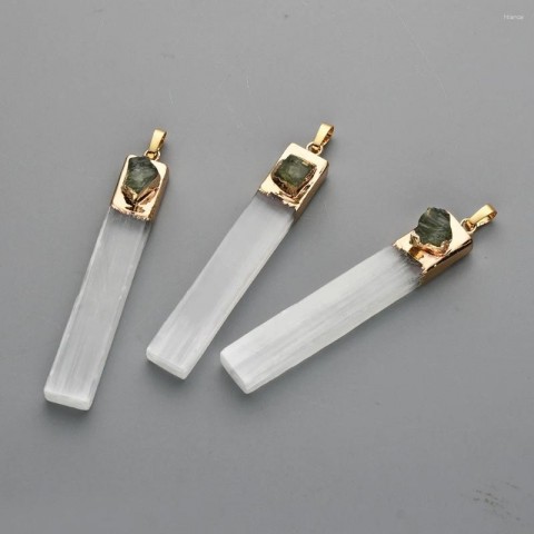 Natural Selenite & Turquoise Pendant Necklace for Women