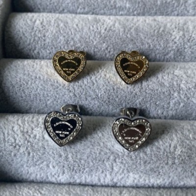Shiny Girls AAA Quality 18k Gold Plated Heart Stud Earrings for Women