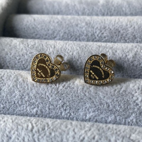 Shiny Girls AAA Quality 18k Gold Plated Heart Stud Earrings for Women
