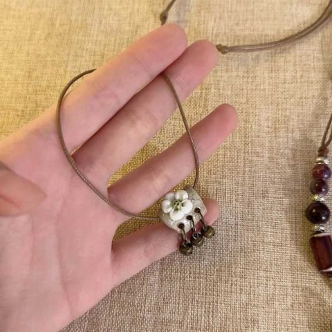 Vintage Ceramic Butterfly Pendant Necklace, Women's 2024 New Chinese Ethnic Style Long Chain Jewelry XJ250121