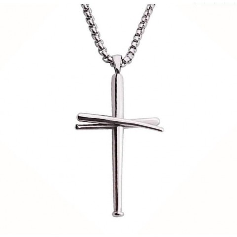 digital camo Silver Plated Baseball Cross Pendant Necklace for Children