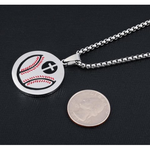 digital camo Silver Plated Baseball Cross Pendant Necklace for Children