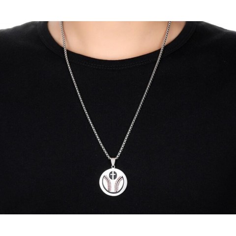digital camo Silver Plated Baseball Cross Pendant Necklace for Children