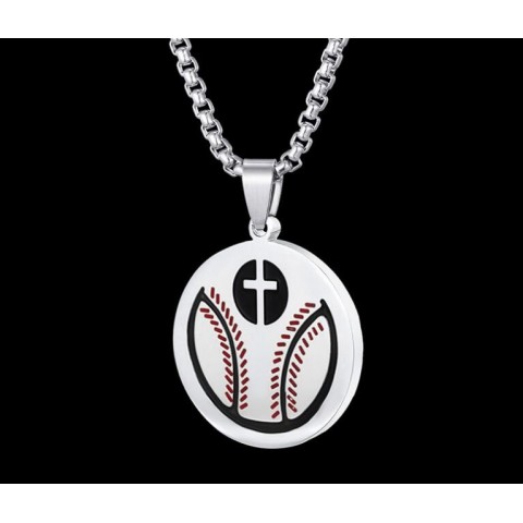 digital camo Silver Plated Baseball Cross Pendant Necklace for Children