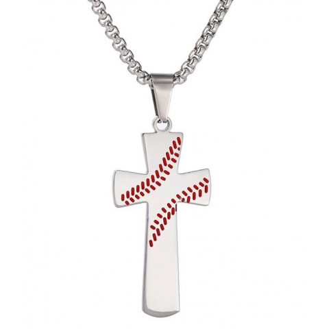 digital camo Silver Plated Baseball Cross Pendant Necklace for Children