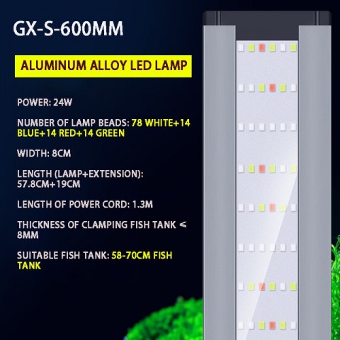 Aquarium LED Light - Ultra-Thin Aluminum Alloy Bracket Light for Fish Tank & Plant Growth