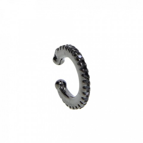 Huggie No Piercing Ear Cuff, 925 Sterling Silver, White CZ, Women's Preppy Hoop Earring