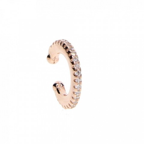 Huggie No Piercing Ear Cuff, 925 Sterling Silver, White CZ, Women's Preppy Hoop Earring