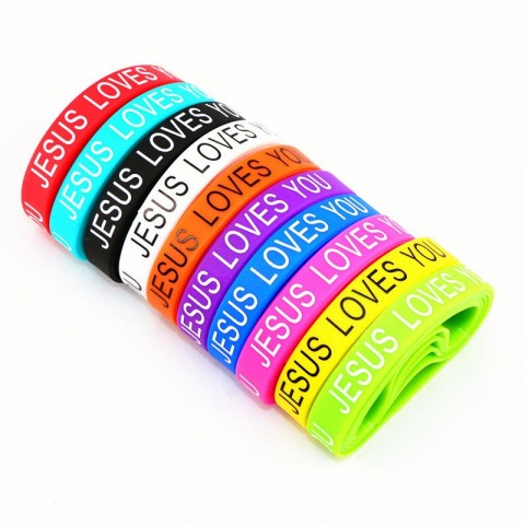 Silicone Wrist Cuff Bracelets Pack of 100 - Multicolor Elastic Styles for Men and Women - Jesus Cross, Skull, Peace, Butterfly