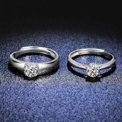 YES1 18K Gold & Platinum Cowboy Couple Ring with D Color VVS1 Diamonds