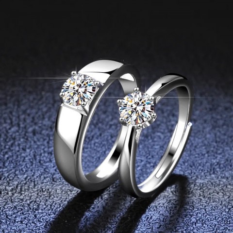 YES1 18K Gold & Platinum Cowboy Couple Ring with D Color VVS1 Diamonds