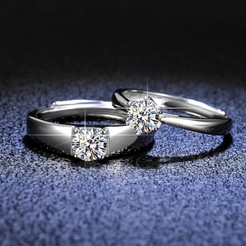 YES1 18K Gold & Platinum Cowboy Couple Ring with D Color VVS1 Diamonds