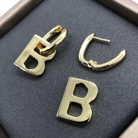 Luxury Women's Stud Earrings BB Brand 18K Gold Plated Minimalist Letters