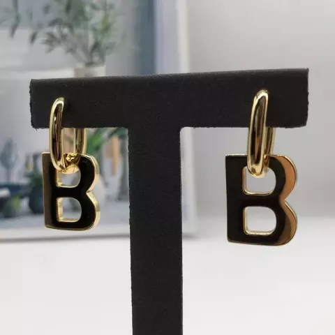 Luxury Women's Stud Earrings BB Brand 18K Gold Plated Minimalist Letters