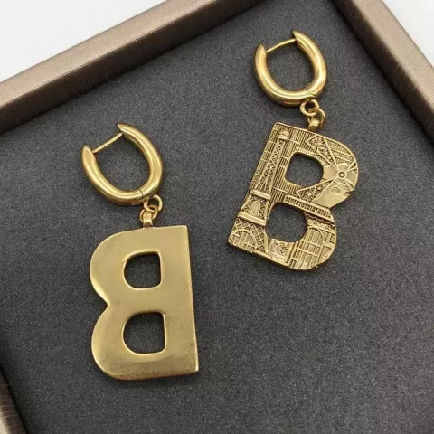 Luxury Women's Stud Earrings BB Brand 18K Gold Plated Minimalist Letters