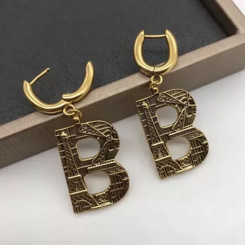 Luxury Women's Stud Earrings BB Brand 18K Gold Plated Minimalist Letters