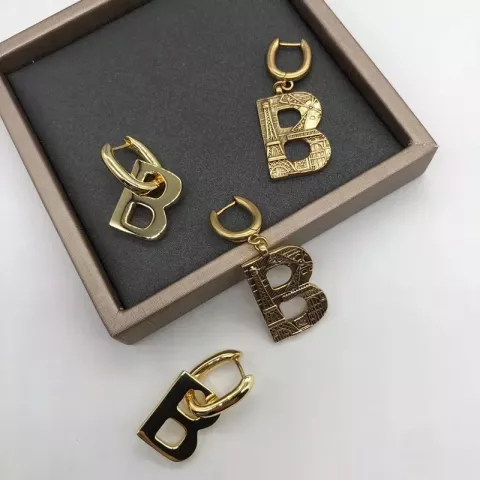 Luxury Women's Stud Earrings BB Brand 18K Gold Plated Minimalist Letters