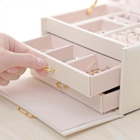 PU Leather Multi-Layer Jewelry Storage Box for Women's Accessories