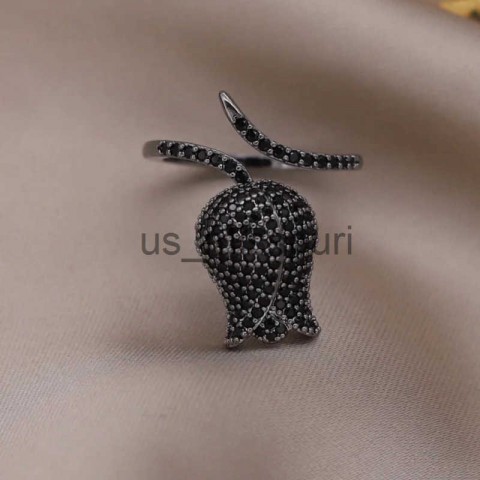 South Korea Fashion 14K Gold Plated Rose Zircon Band Ring for Women