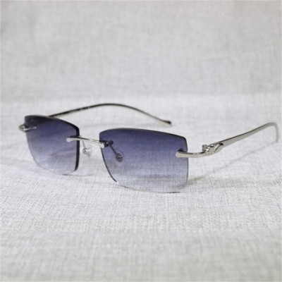 Stylish Vintage Leopard Rimless Sunglasses for Men - Clear Gradient Lenses