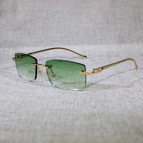 Stylish Vintage Leopard Rimless Sunglasses for Men - Clear Gradient Lenses