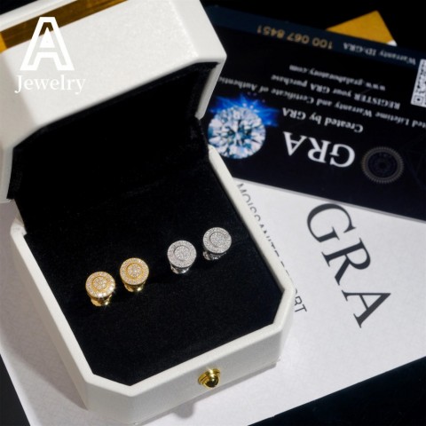 Luxury VVS Mosan Stud Earrings in S925 Sterling Silver for Women