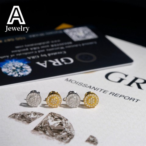 Luxury VVS Mosan Stud Earrings in S925 Sterling Silver for Women
