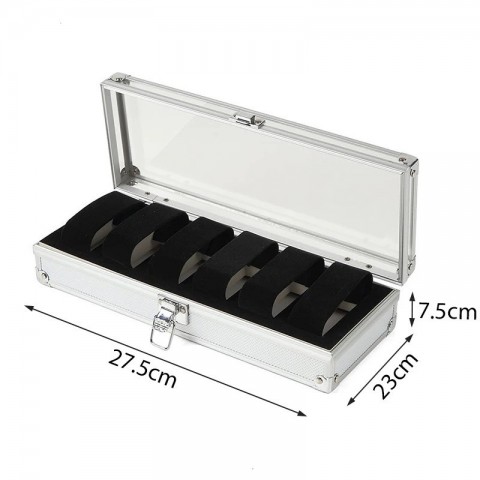 6/12 Grid Metal Watch Storage Box with Lock - Unisex Jewelry Organizer